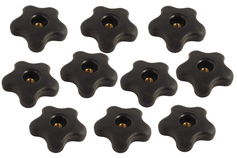 Taytools 770801 Lot 10 Each 5/16 18 Female Thread Star Knobs 2 inch Diameter with Through Insert - Image 1
